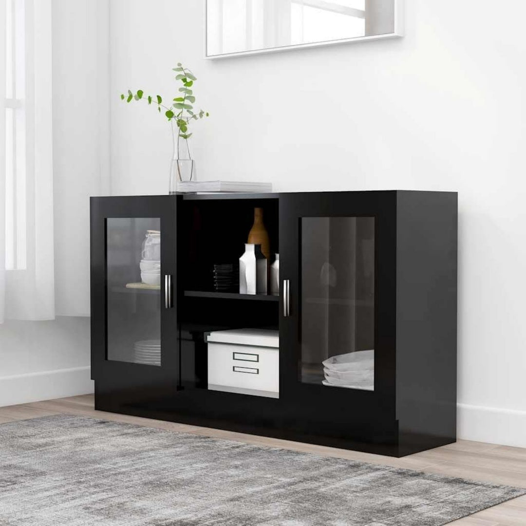 Die Vitrine misst 120 x 30.5 x 70 cm in Schwarz