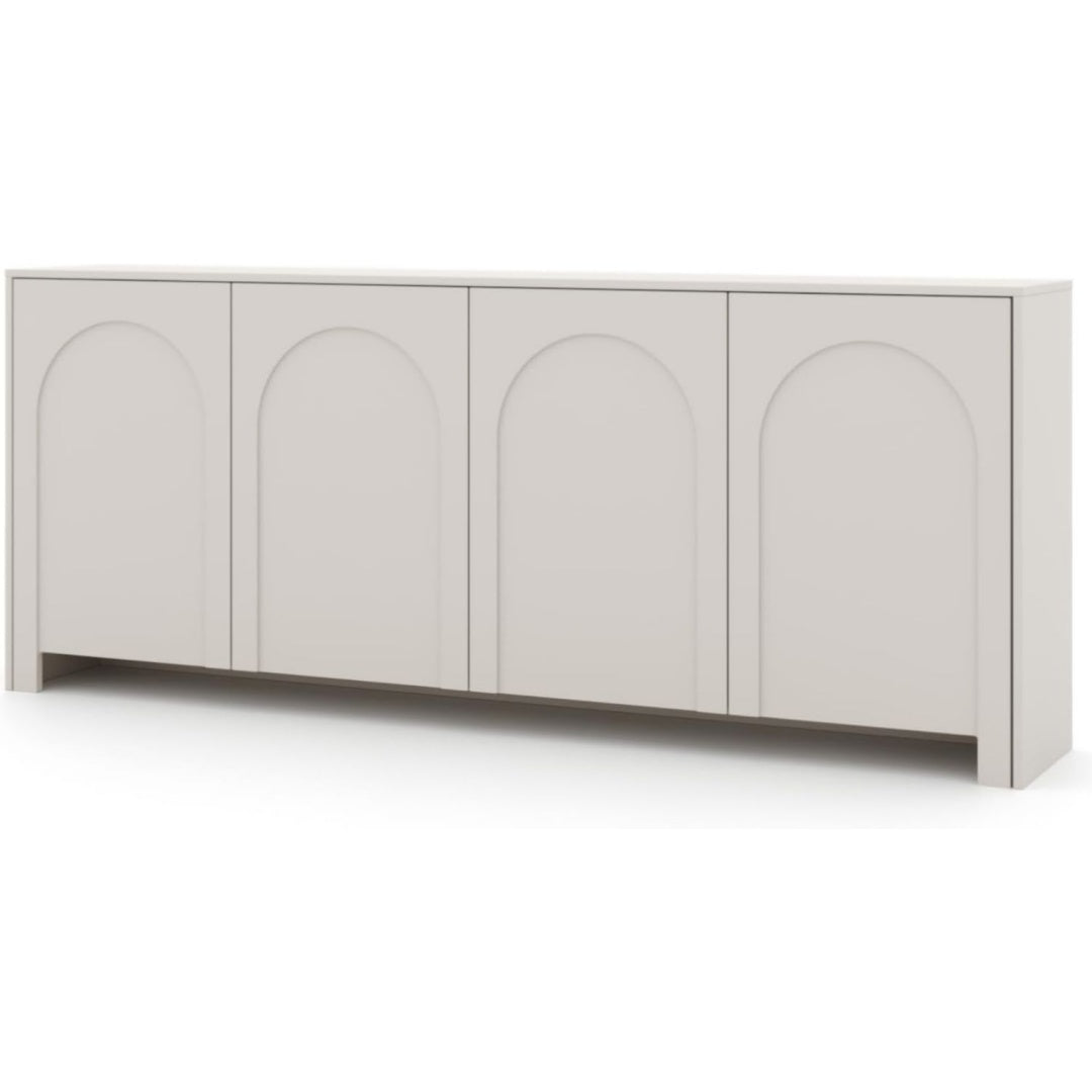 Matte Oberflaechen und 4 Tueren an dem Sideboard