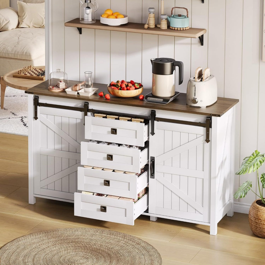 Sideboard mit 4 Schubladen und Schiebetueren