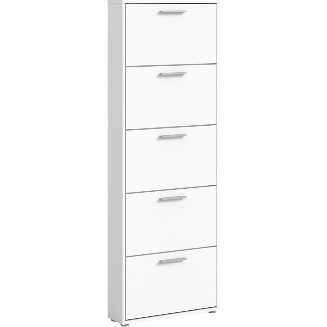 Schuhschrank mit den Massen 59 x 169 x 17 cm in Weiss