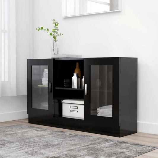 Die Vitrine misst 120 x 30.5 x 70 cm in Schwarz