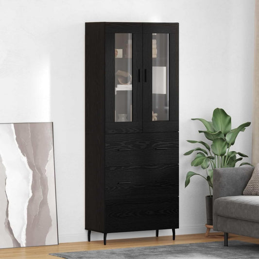 Schubladen praegen den Hochschrank in Schwarz und Eichenbraun