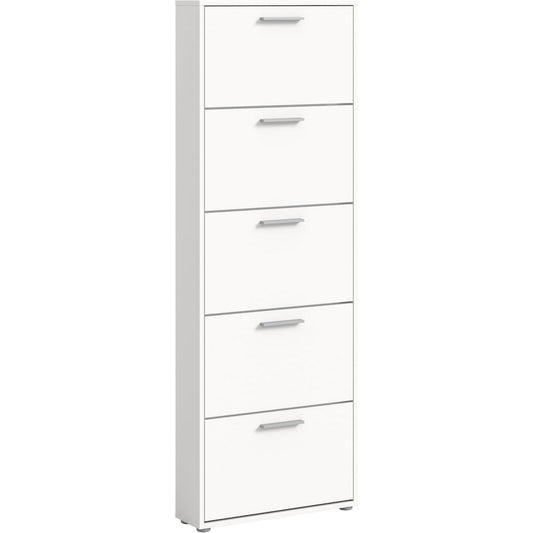 Schuhschrank mit den Massen 59 x 169 x 17 cm in Weiss