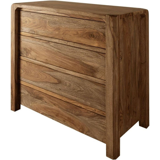 Grifflose Fronten praegen das Sideboard in Naturbraun