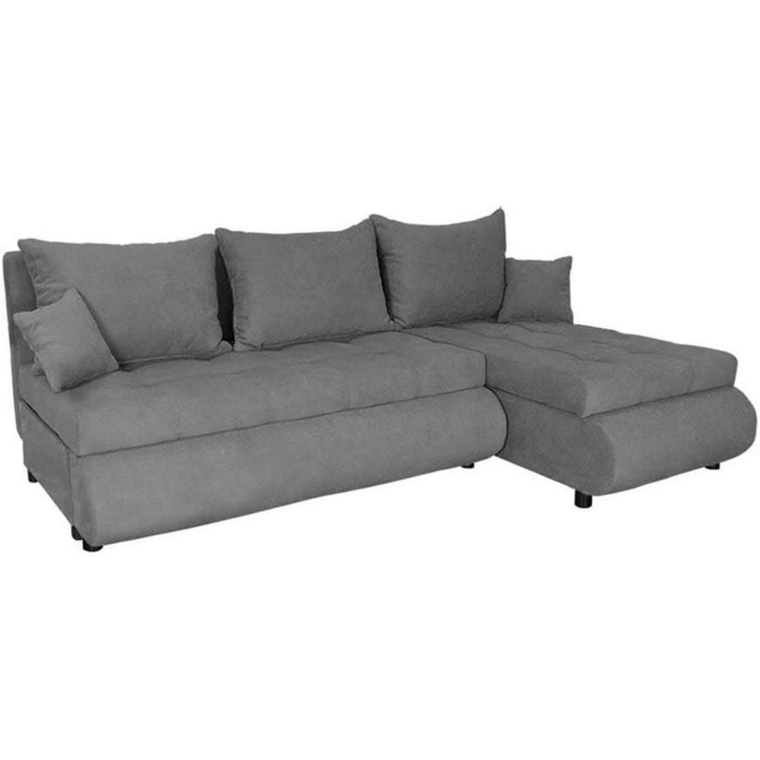 Die Gestaltung von dem Sofa wird durch Samt und Stoff gepraegt