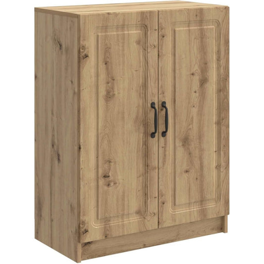 Holzoptik und beschichtete Flaechen an dem Sideboard