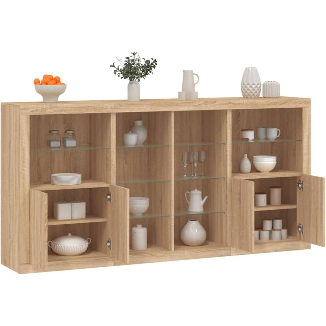 Sideboard aus Holzwerkstoff und Glas in Eichenbraun