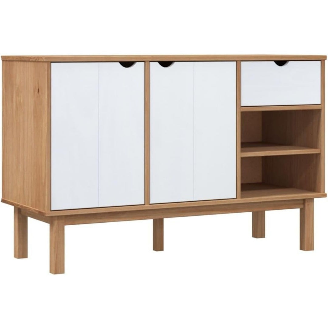 Sideboard in Weiss und Braun mit Schubladen